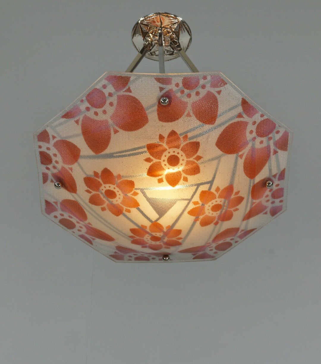LOYS LUCHA : FRENCH 1930 ART DECO CHANDELIER .... pendant lamp daum era France