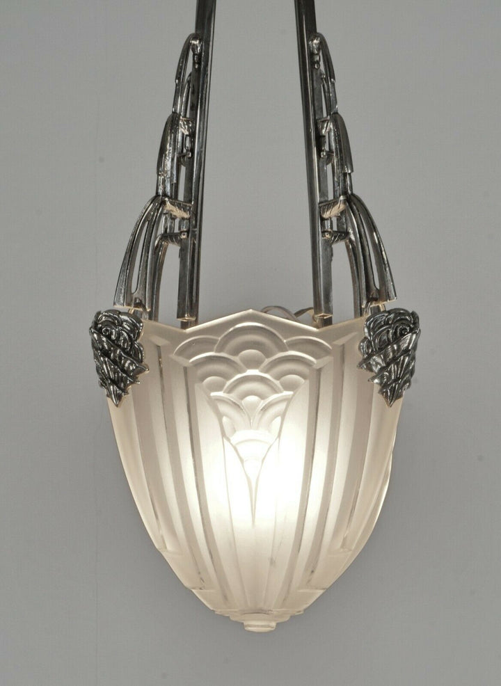 MAYNADIER & SCHNEIDER : FRENCH 1930 ART DECO CHANDELIER lamp pendant muller era