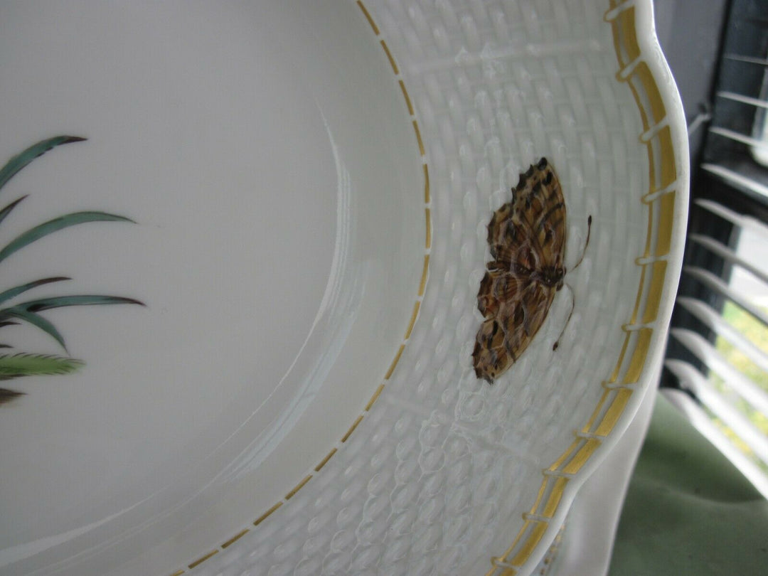 Schöne große Meissen Vorlege-Platte mit Vogel-Dekor und Insekten-Malerei