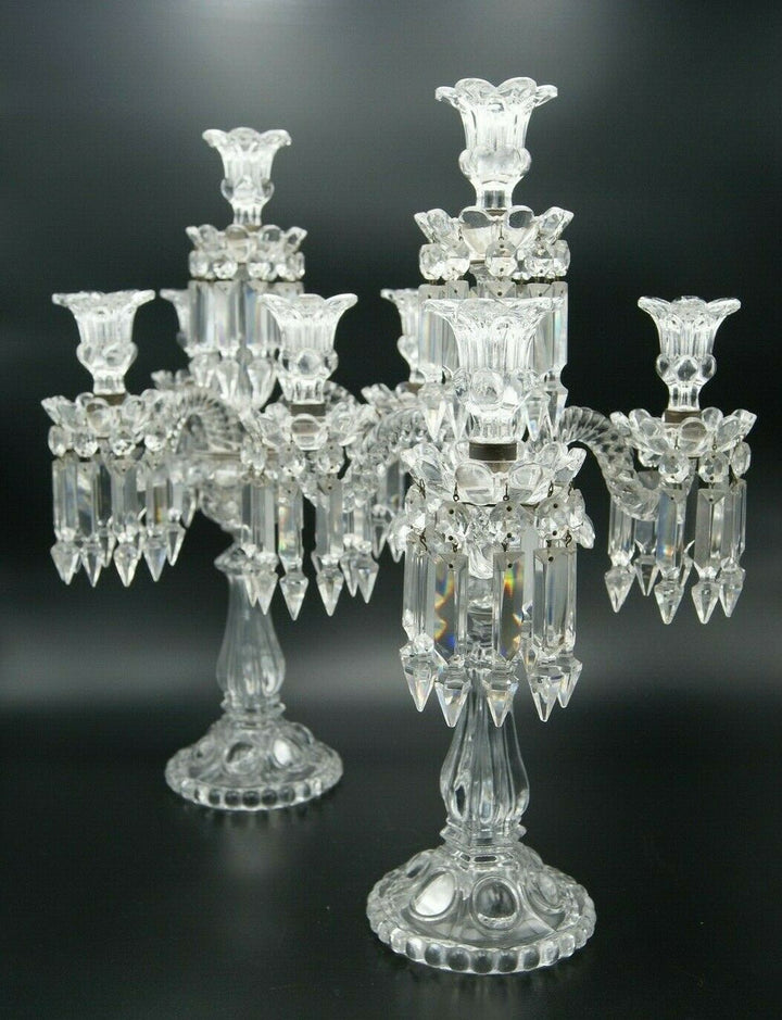 BACCARAT MEDALLION 4 LIGHTS CANDELABRA 3 ARMS BOBECHES PRISMS CRYSTAL FRANCE 682