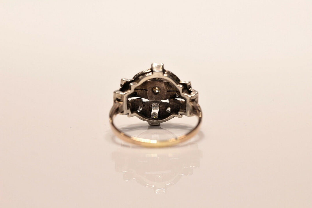 アンティーク オリジナル 14K ナチュラルダイヤモンドのヴィクトリアンナイトスタイルリング