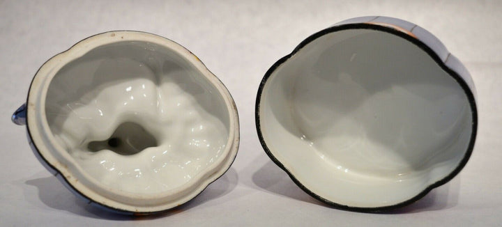 Great & scarce Art Deco lady Noritake blue luster oval box c.1920’s Superb!