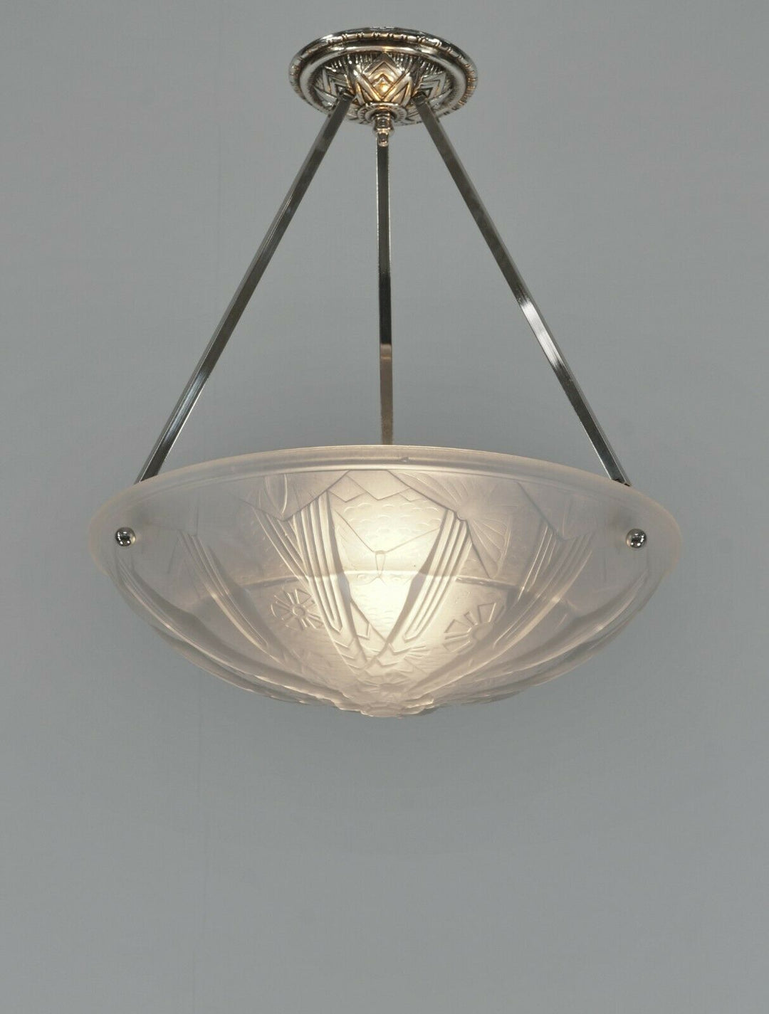 MULLER FRERES : FRENCH 1930 ART DECO PENDANT .. chandelier lamp degue era France