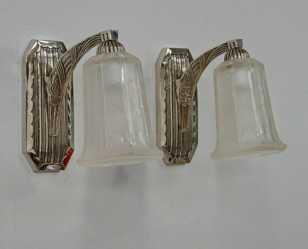 HETTIER & VINCENT : pair of French 1930 art deco wall sconces ..... lamp France
