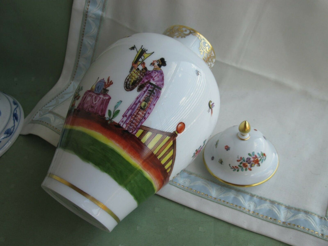 MEISSEN 2脚 マイセン(Meissen)、蓋つき壺、シノワズリ、2級品 – アンティーク