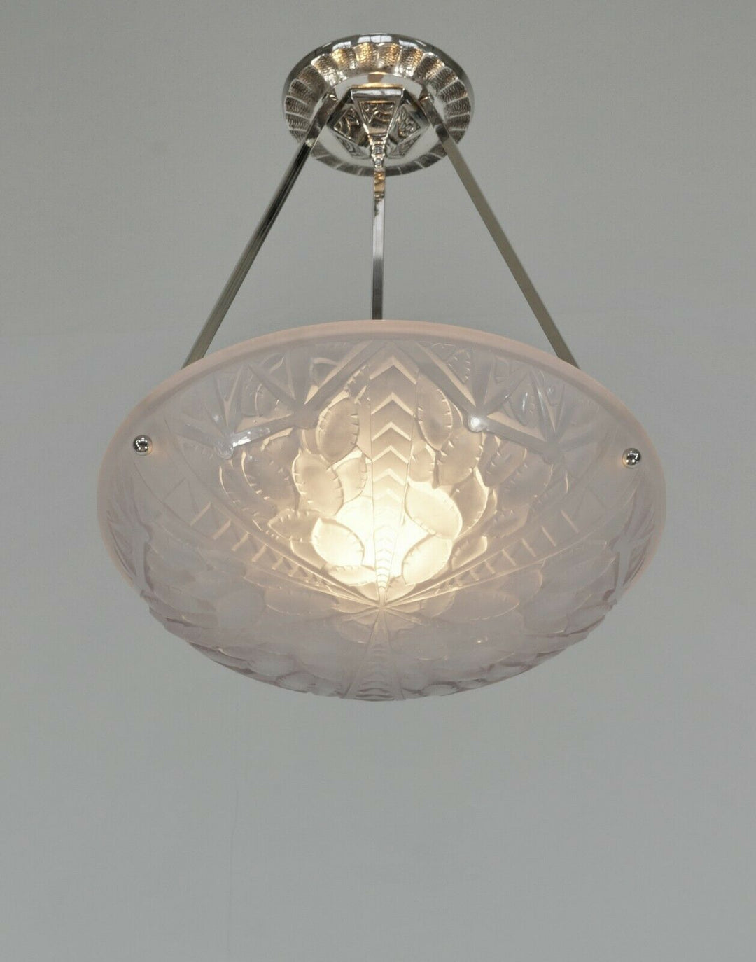 G.VIARMÉ : FRENCH 1930 ART DECO PENDANT chandelier lamp muller degue era France