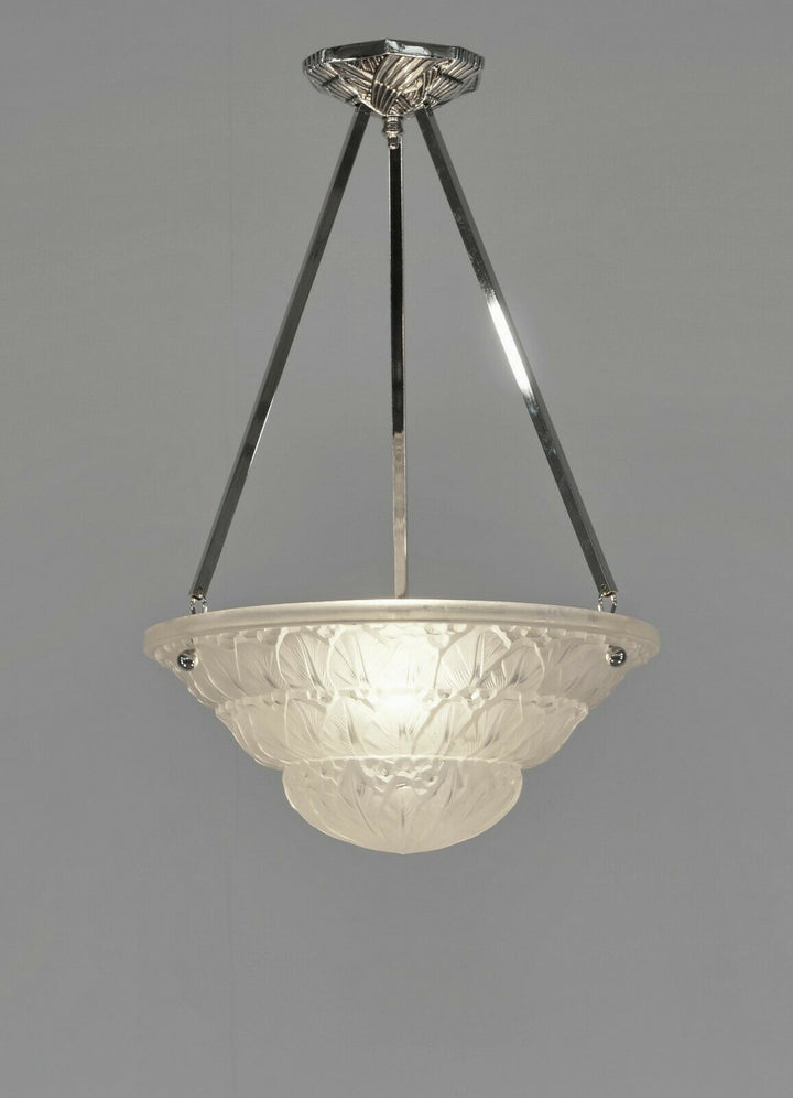 HETTIER VINCENT & BACCARAT : FRENCH ART DECO PENDANT ... chandelier lamp muller