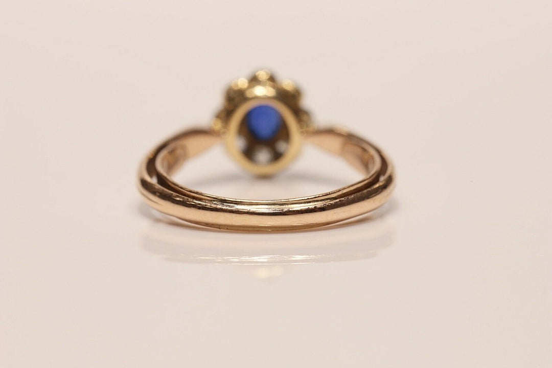 アンティーク オリジナル ヴィクトリアン 14K ナチュラルダイヤモンドとサファイアのリング