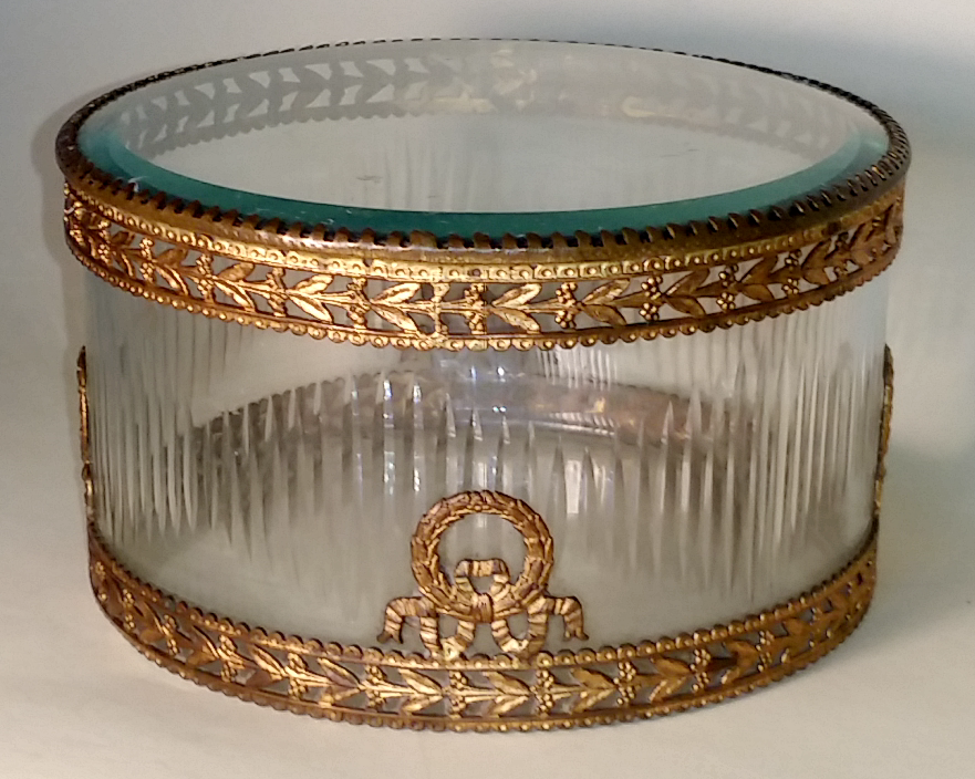 Antique French Baccarat Crystal Ormolu Bronze Box