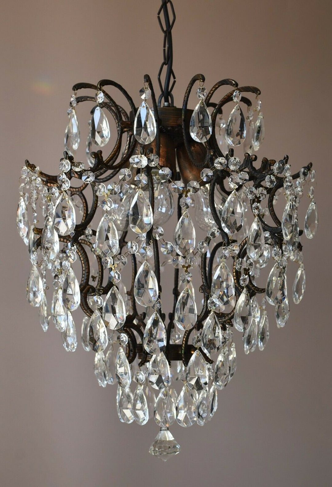 Cage Antique Style Vintage Crystal Chandelier, Bar Lighting Light Pendant Lamp