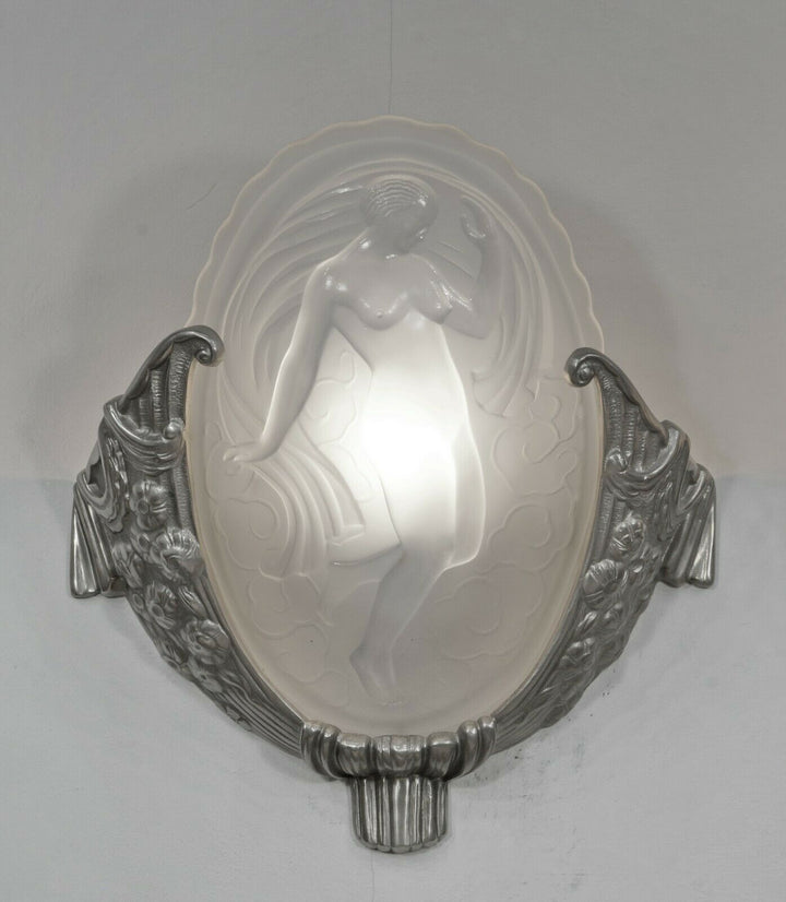 MULLER FRÈRES : pair of French 1930 art deco wall sconces LES MUSES ..... France