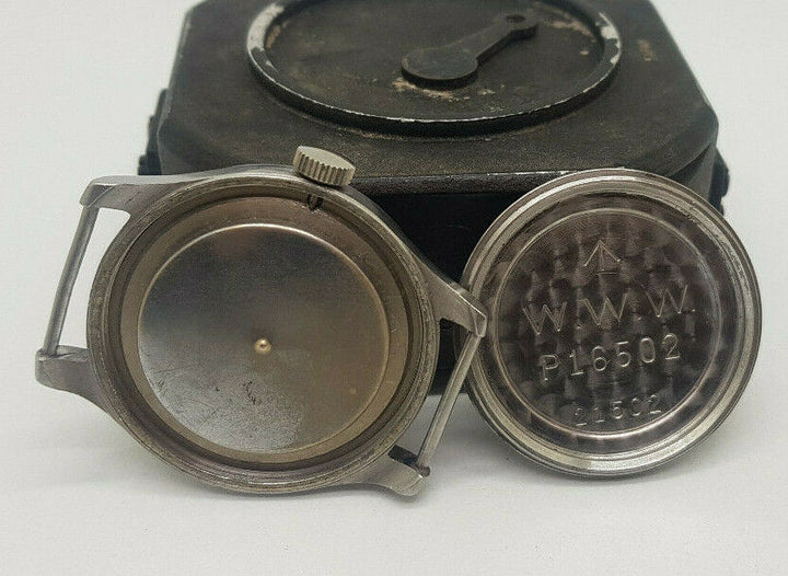 VERY RARE 40'S W.W.W. CYMA DIRTY DOZEN BLACK DIAL MAN'S WATCH P16502 21502
