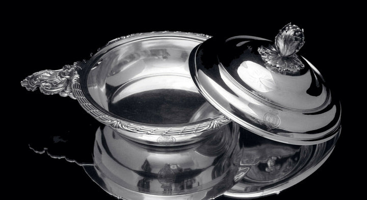 ODIOT, 2 COVERED 950 STERLING SILVER LOUIS XVI VEGETABLE SERVERS 1850-1899 BOWLS