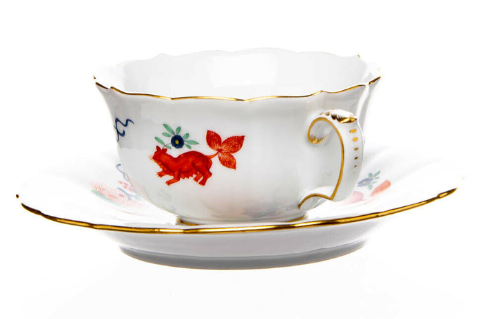 マイセン　カップ＆ソーサセット　飛ぶ狐とリス　ノイエアウスシュニット　ケンドラー