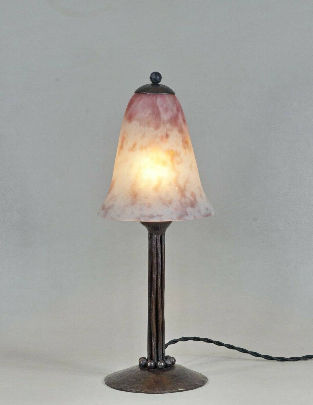 DAUM & VASSEUR : FRENCH 1925 1930 ART DECO LAMP wrought iron . muller era France
