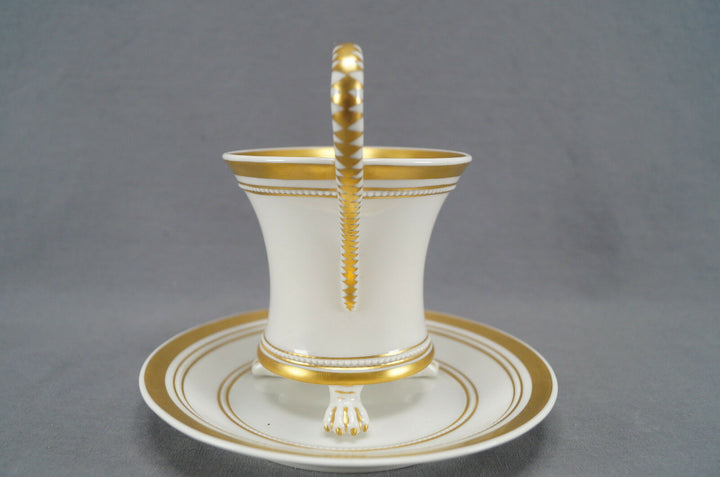 KPM Berlin Hand Painted WWI Altes Museum & Gold Snake Handle Empire Form Cup