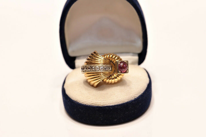 アンティーク ヴィクトリアン 18K ナチュラルダイヤモンドとルビーのリング