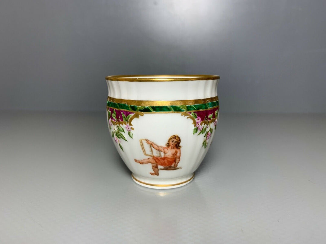 KPM BERLIN MOKKA GEDECK TASSE UT GÄRTNER KINDER PUTTEN ALLEGORIE? GOLD 2.WAHL