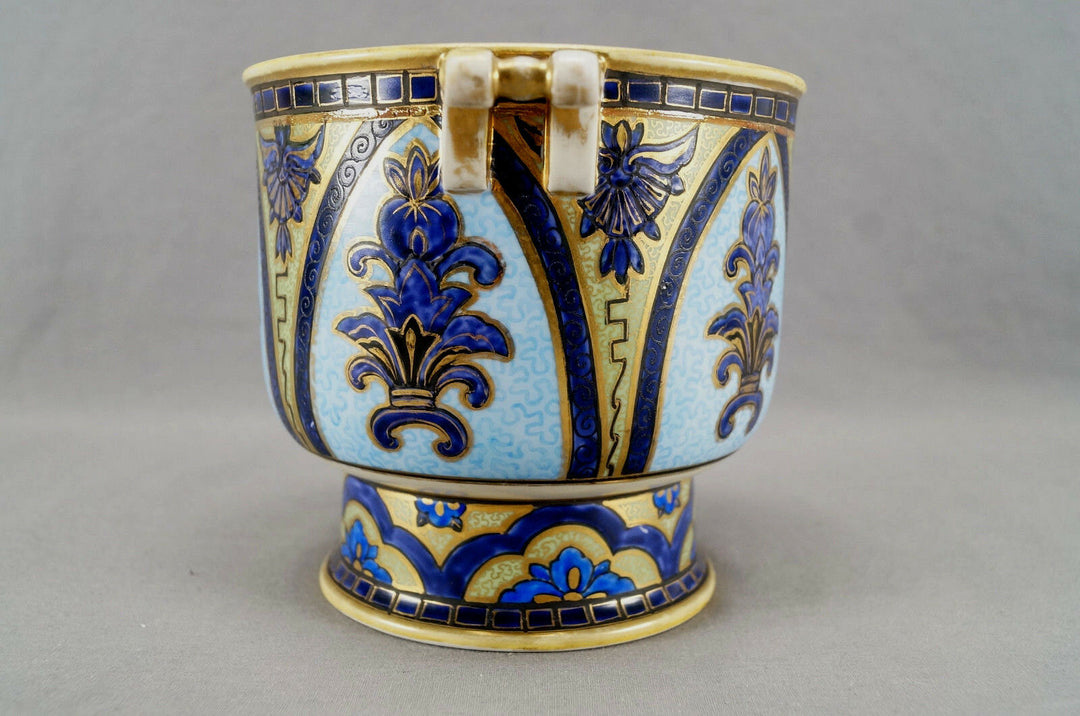 Nippon Morimura Purple Cobalt Blue Bright Blue Green & Gold Floral Arch Planter