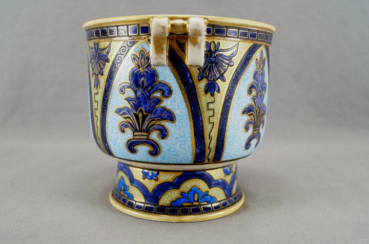 Nippon Morimura Purple Cobalt Blue Bright Blue Green & Gold Floral Arch Planter