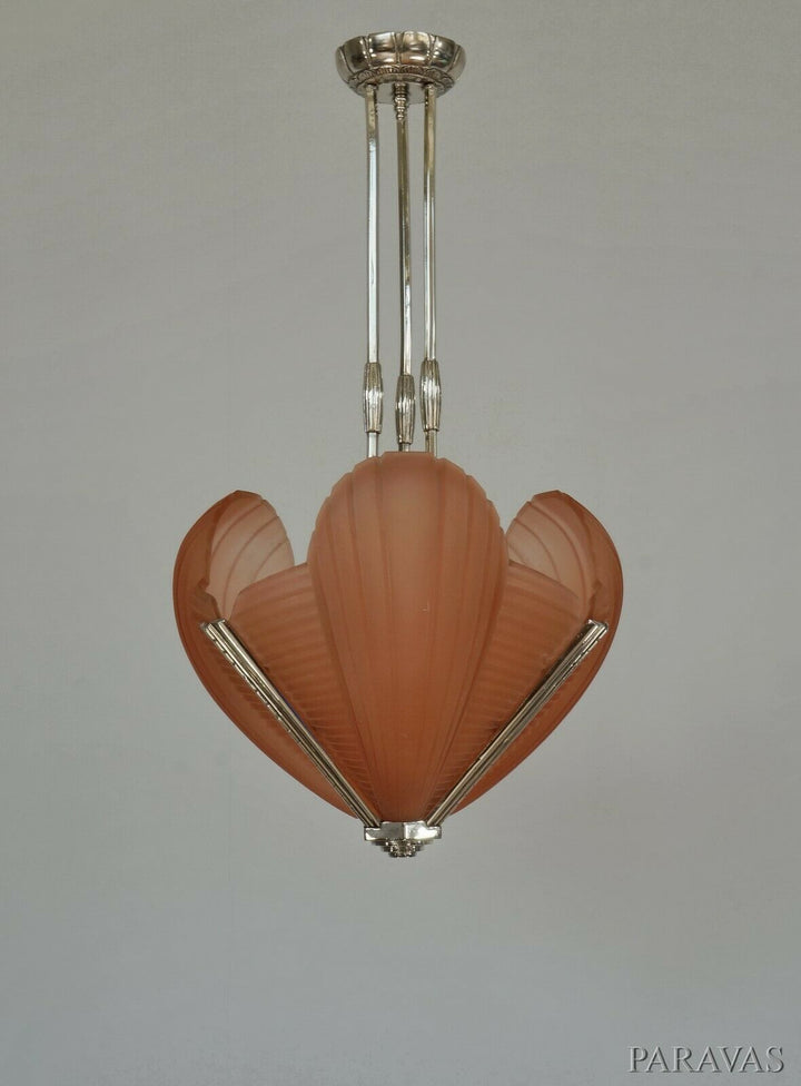 PETITOT : FRENCH 1930 ART DECO CHANDELIER cleopatra ................. muller era