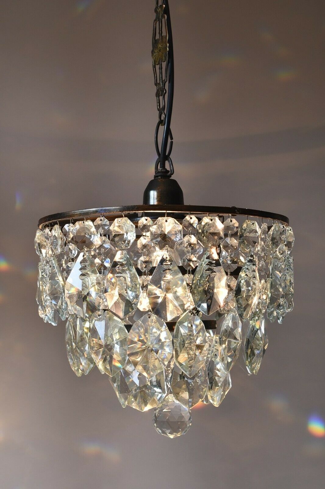 Mini Vintage Crystal Chandelier in Antique French Style Lighting Pendant Lamp