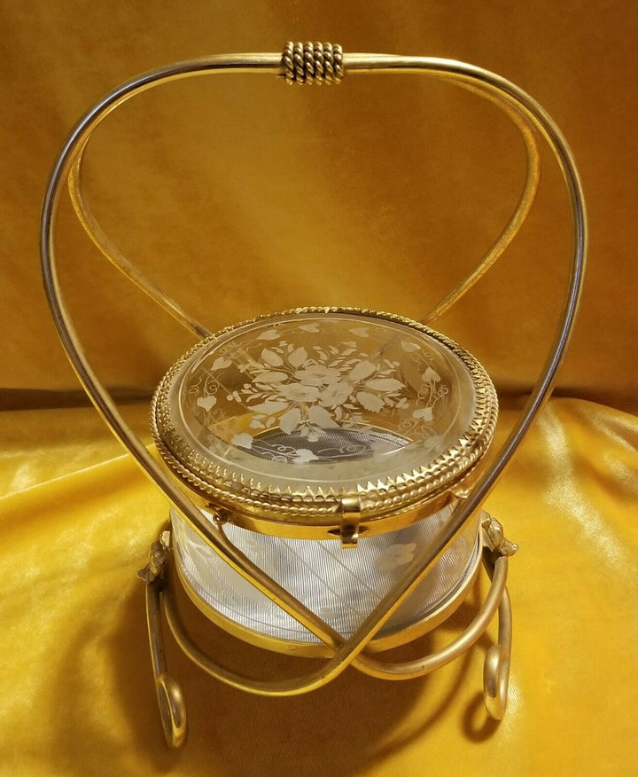 ANTIQUE 19TH CENTURY FRENCH BACCARAT & ORMOLU CASKET JEWELRY OR TRINKET BOX