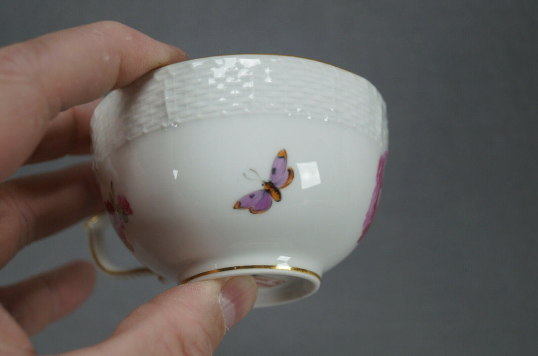 KPM Berlin Hand Painted Dresden Floral Butterfly & Gold Tea Cup & Saucer C