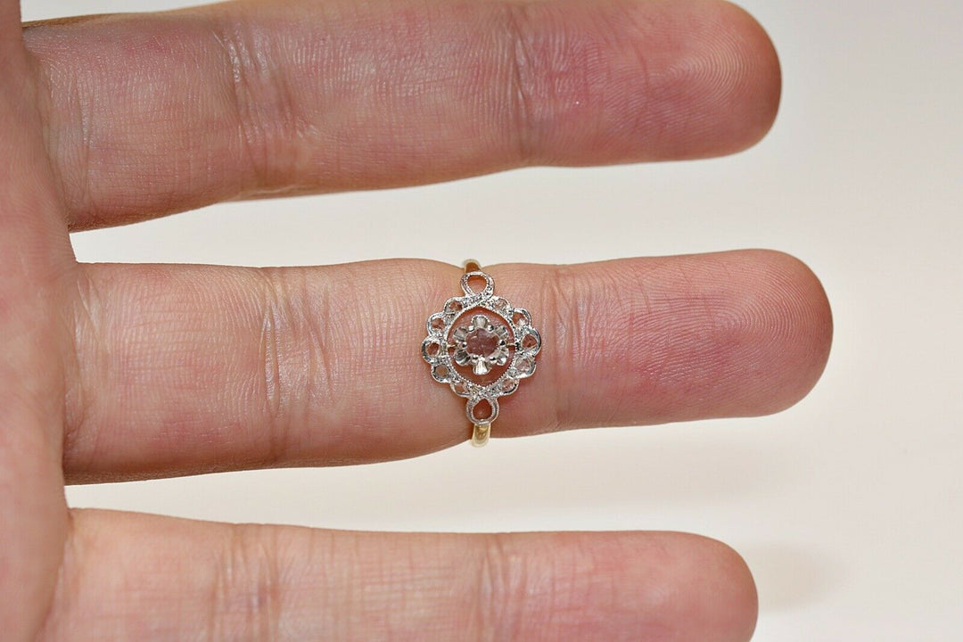 アンティーク オリジナル 14K アールデコ ナチュラルローズカットダイヤモンドのリング