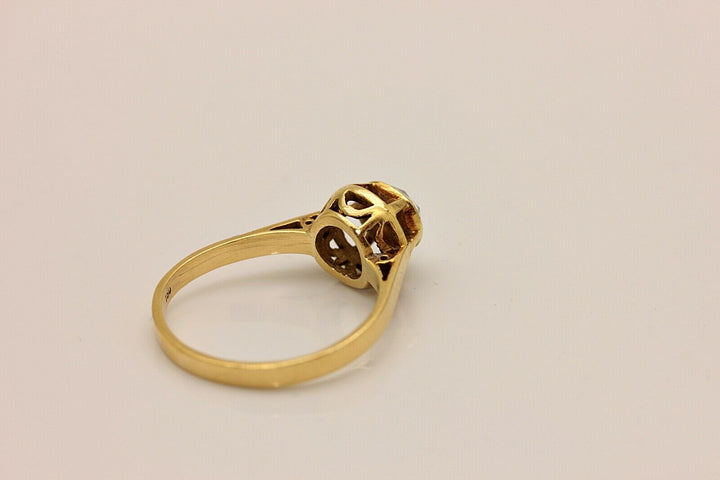 オールド オリジナル 18K ダイヤモンドとローズカットダイヤモンドのソリテールリング