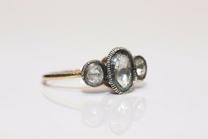 オリジナル ヴィンテージ 14K ナチュラルローズカットダイヤモンドのリング