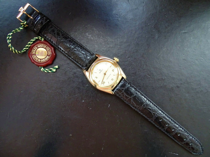 ♛ Rolex Oyster Bubble Back 3131 Yellow Gold 14K 585 Automatic Chronometer 1948