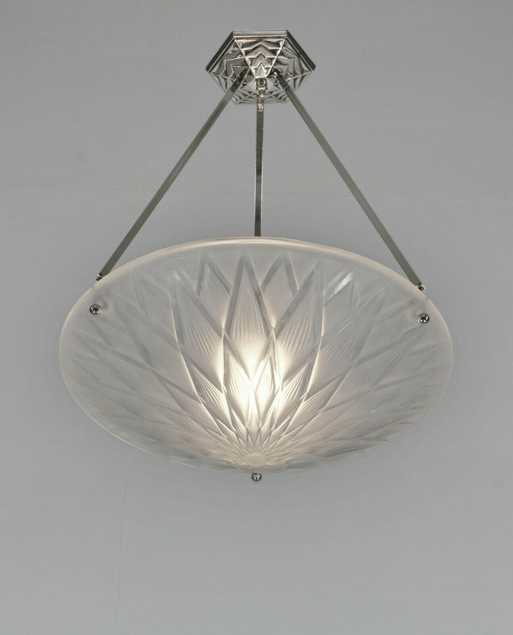 Pierre d'Avesn LORRAIN DAUM : A FRENCH 1930 ART DECO PENDANT . chandelier France