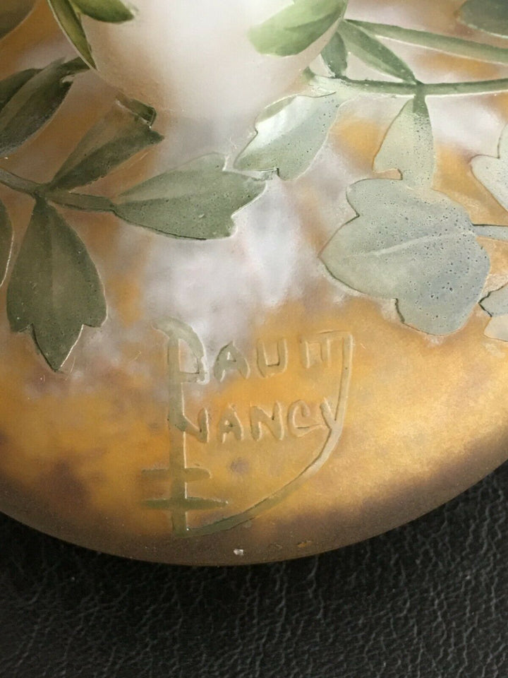 ドーム兄弟(DAUM NANCY)大根の花のくびれ型花瓶 1900年代のサイン