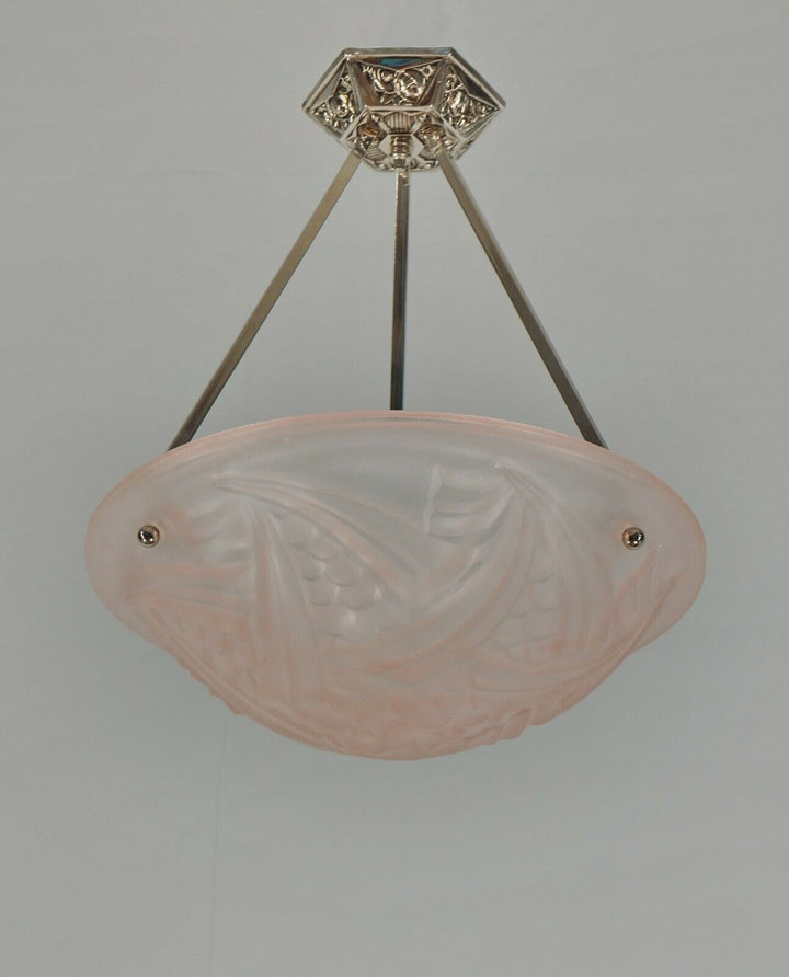 DEGUE : FRENCH 1930 ART DECO CHANDELIER .......... pendant Negra lamp muller era