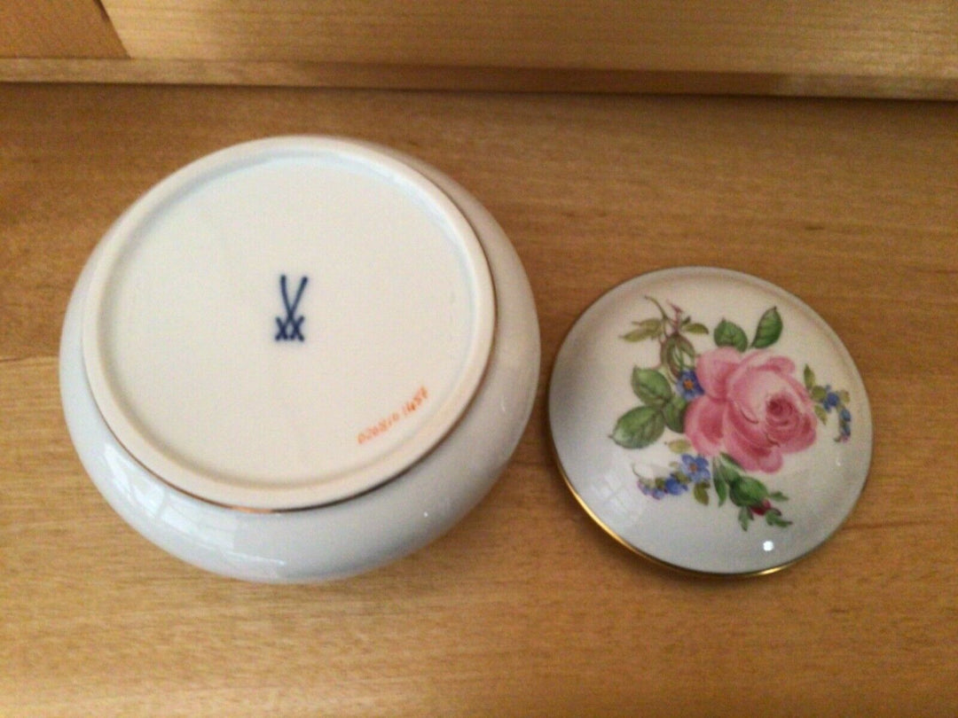 マイセン(Meissen) 小物入れ ピンクローズ・勿忘草 1級品