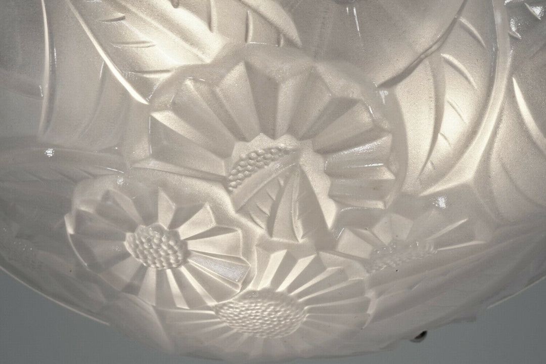 DEGUE : FRENCH 1930 ART DECO CHANDELIER ... pendant lustre lamp lampe muller era