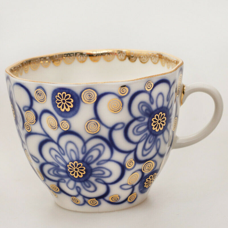 Bindweed Coffee Cup & Saucer by Imperial Porcelain Russian Lomonosov LFZ IFZ