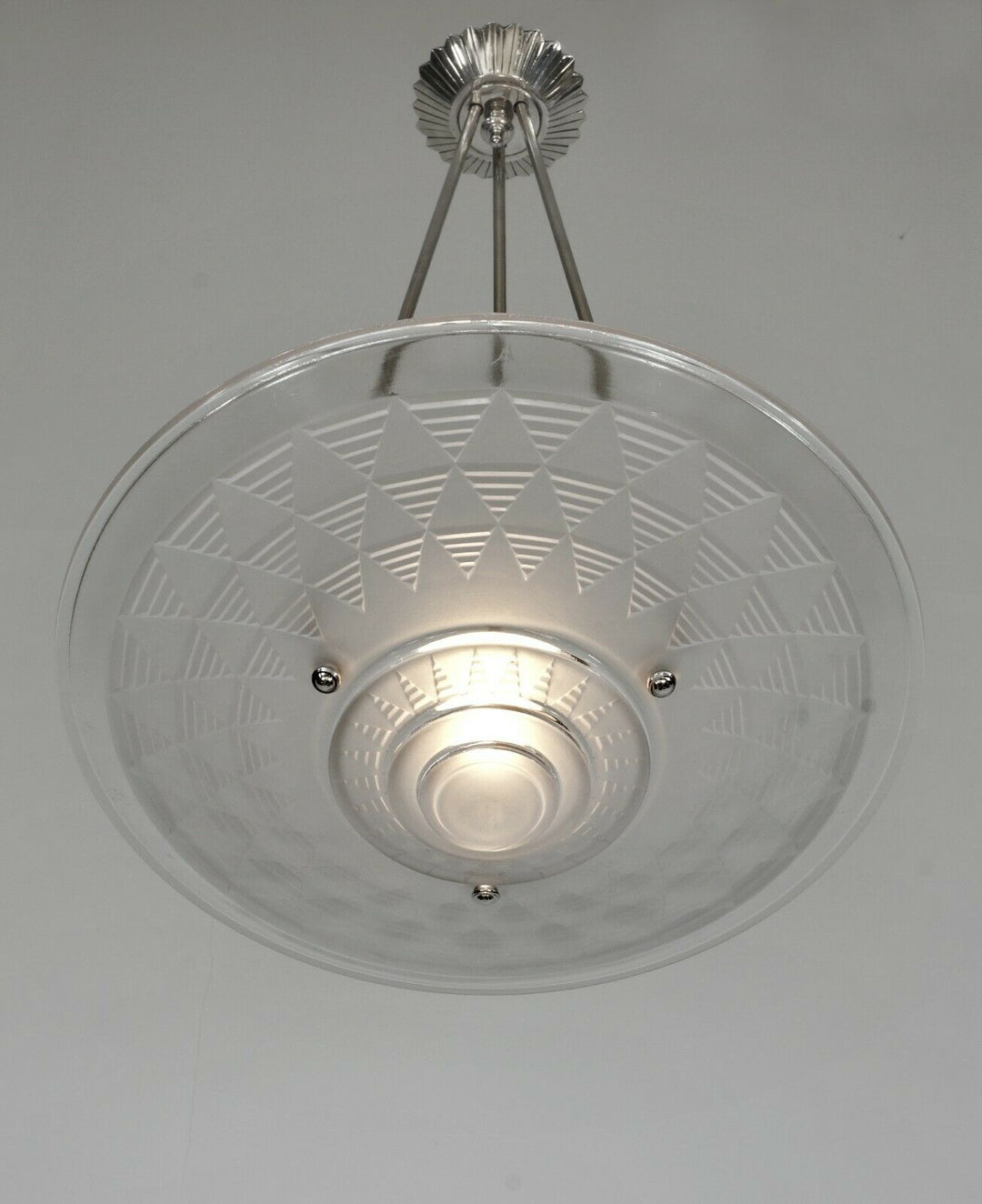 PETITOT : large French 1930 art deco pendant #1 ... chandelier muller era France