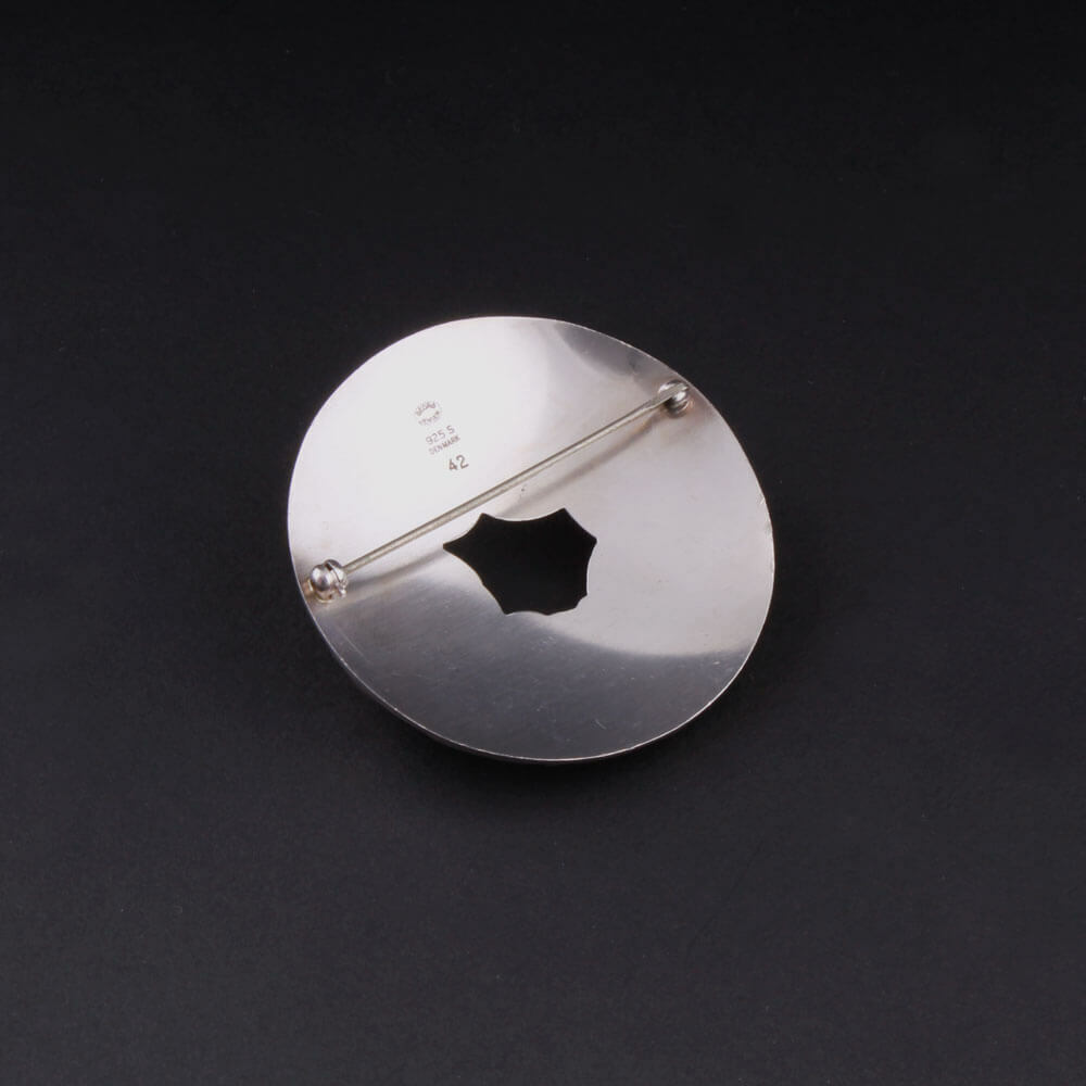 Georg Jensen Sterling Brooch # 42 with Amber. Design: GJ himself. VERY RARE.