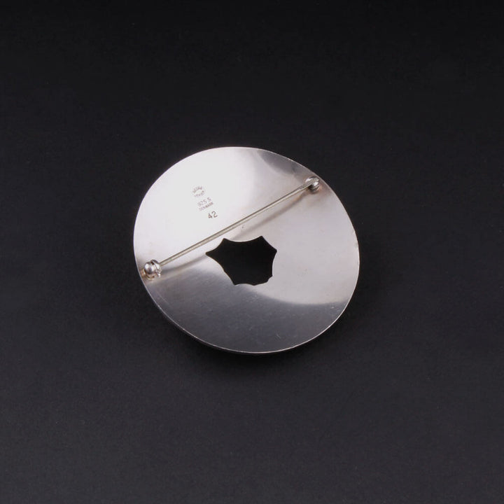 Georg Jensen Sterling Brooch # 42 with Amber. Design: GJ himself. VERY RARE.