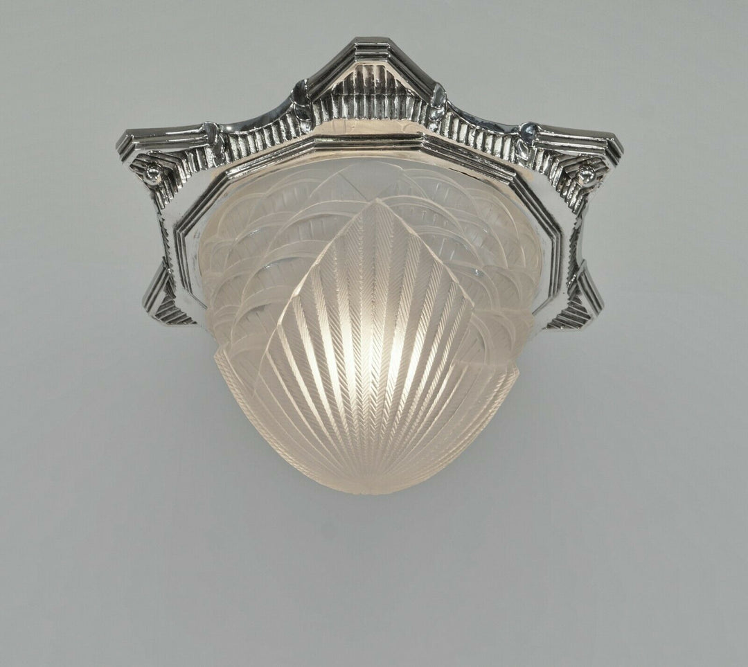 SCHNEIDER : FRENCH 1930 ART DECO FLUSH MOUNT pair available ........ lamp France