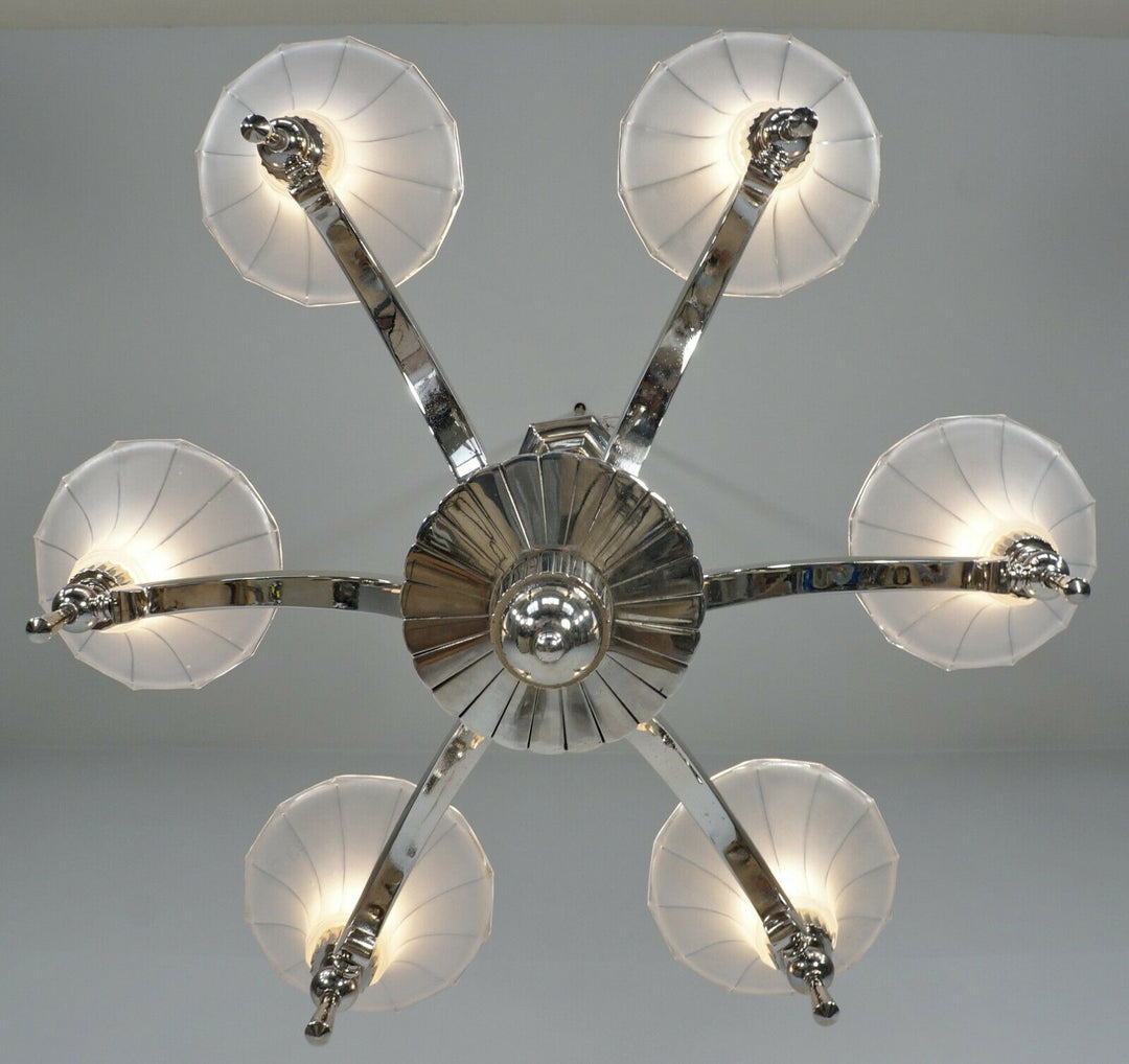 H.PETITOT : FRENCH 1930 ART DECO CHANDELIER ............. Muller frères France