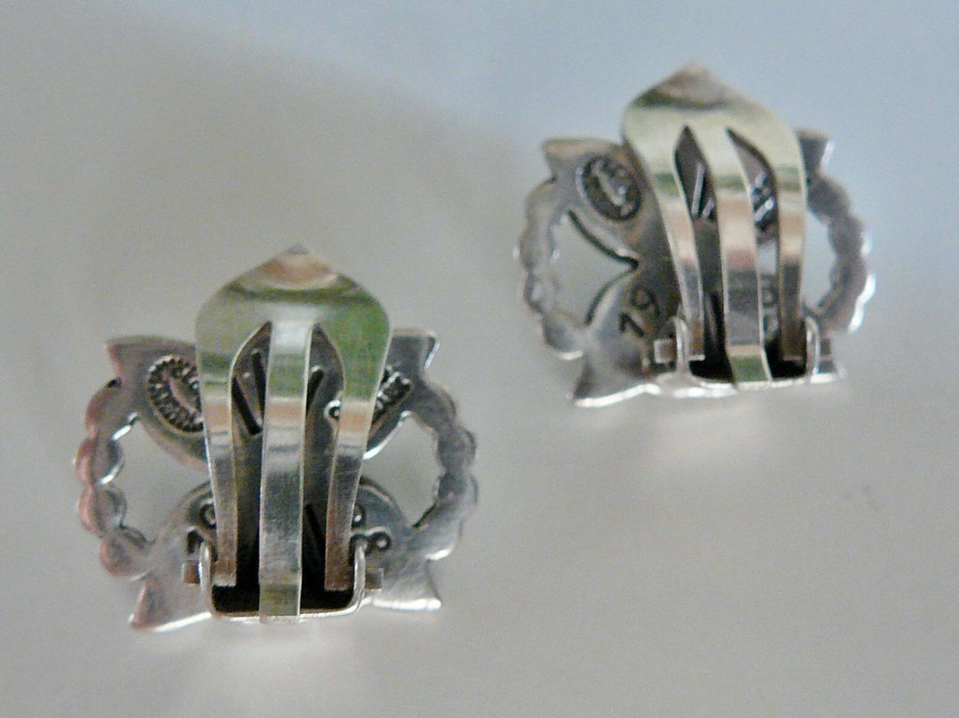 Boucles oreille argent Fleur 1998 GEORG JENSEN Sterling Silver Dogwood Earclips