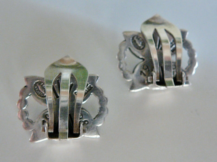 Boucles oreille argent Fleur 1998 GEORG JENSEN Sterling Silver Dogwood Earclips
