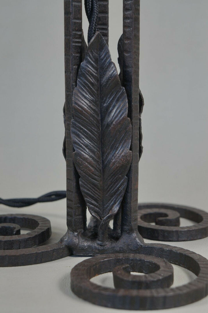 NOVERDY : FRENCH 1930 ART DECO LAMP . wrought iron ..... degué muller era France