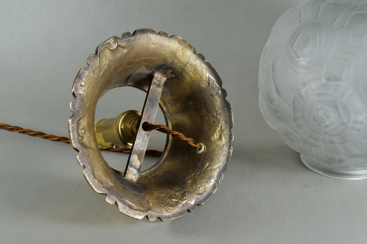 SABINO : FRENCH ART DECO LAMP 1930 ... bronze lustre globe lampe muller era 1925