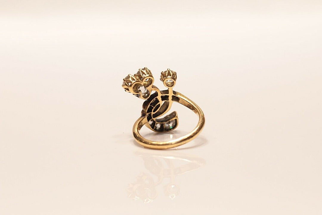 アールヌーヴォー 14K ナチュラルオールドカットダイヤモンドのリング