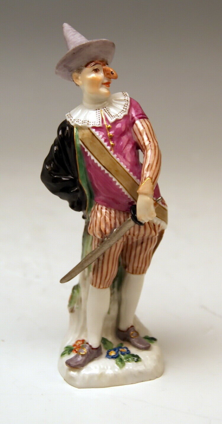 MEISSEN FIGUR マイセン COMMEDIA DELL'ARTE GIANGURGULO P. REINICKE MNR:1163 UM 1850