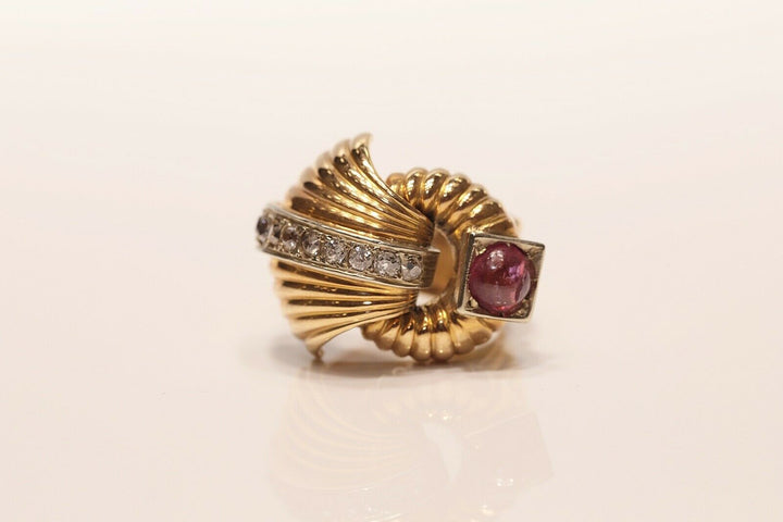 アンティーク ヴィクトリアン 18K ナチュラルダイヤモンドとルビーのリング